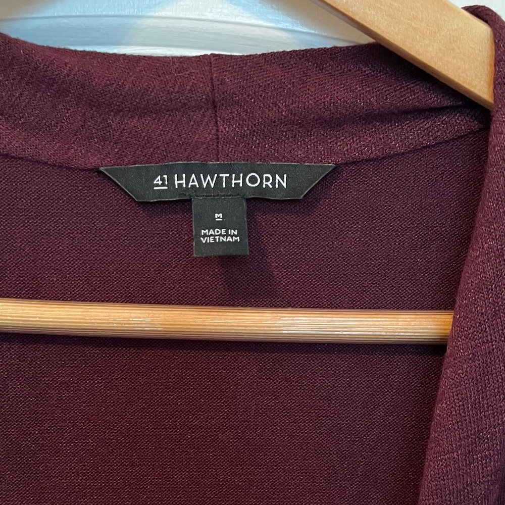 41 Hawthorn Women’s Benni Wrap Front Ruched Knit Top - Burgundy - Size Medium - Picture 8 of 11